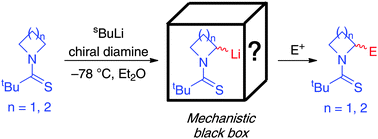 Asymmetric lithiation-trapping of N-thiopivaloyl azetidine and pyrrolidine